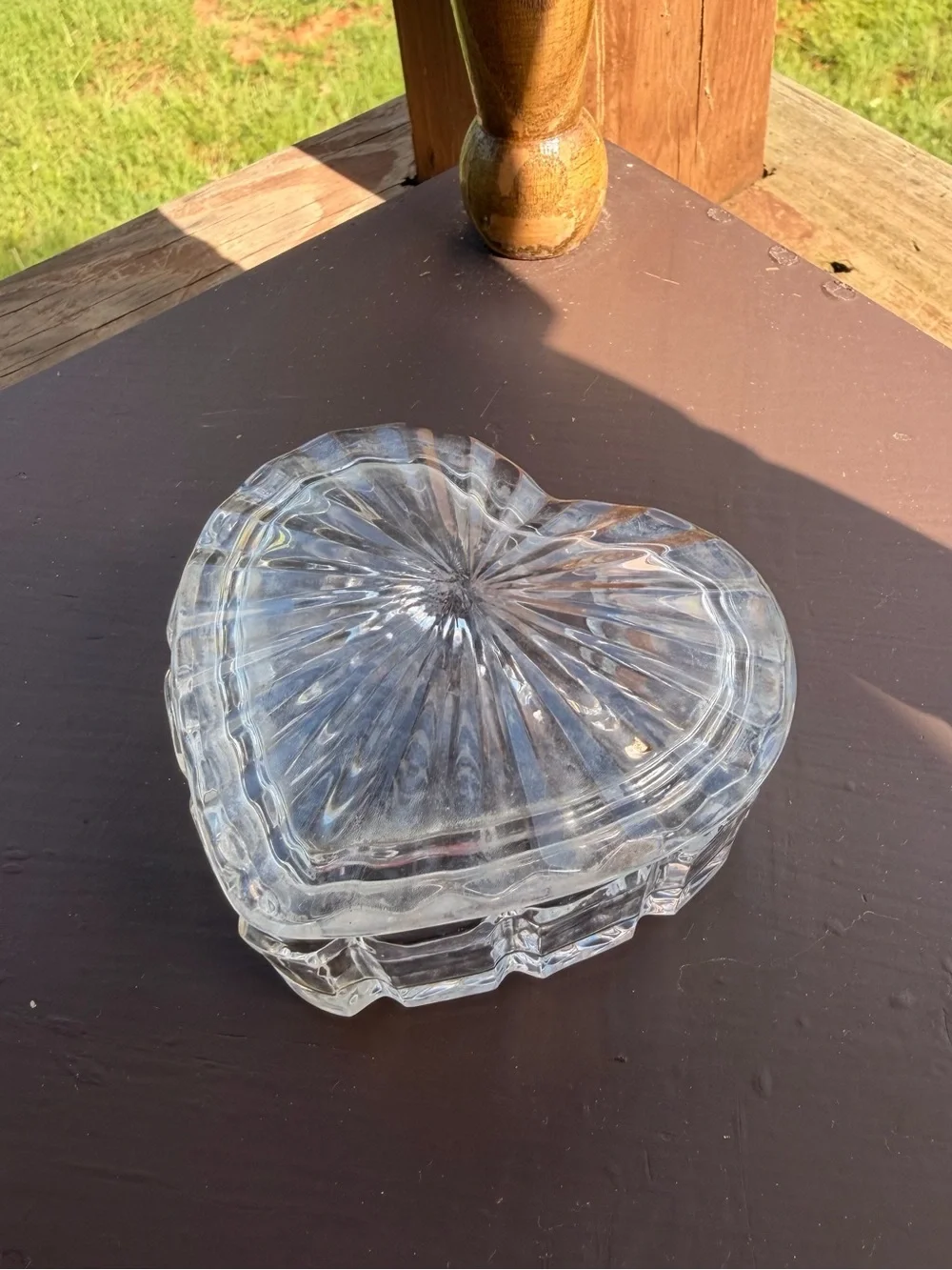 Heart Shaped Clear Glass Trinket Box